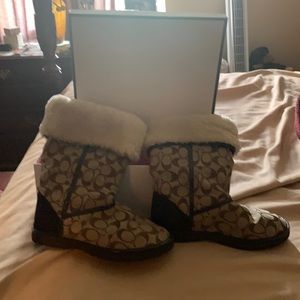 Coach Brown and Cream Ankle Boots